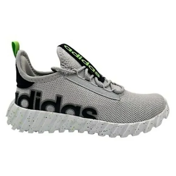 Adidas Kaptir Youth Knit Sneakers - Size 3 - Gray/Black/Green - New in Box NWT